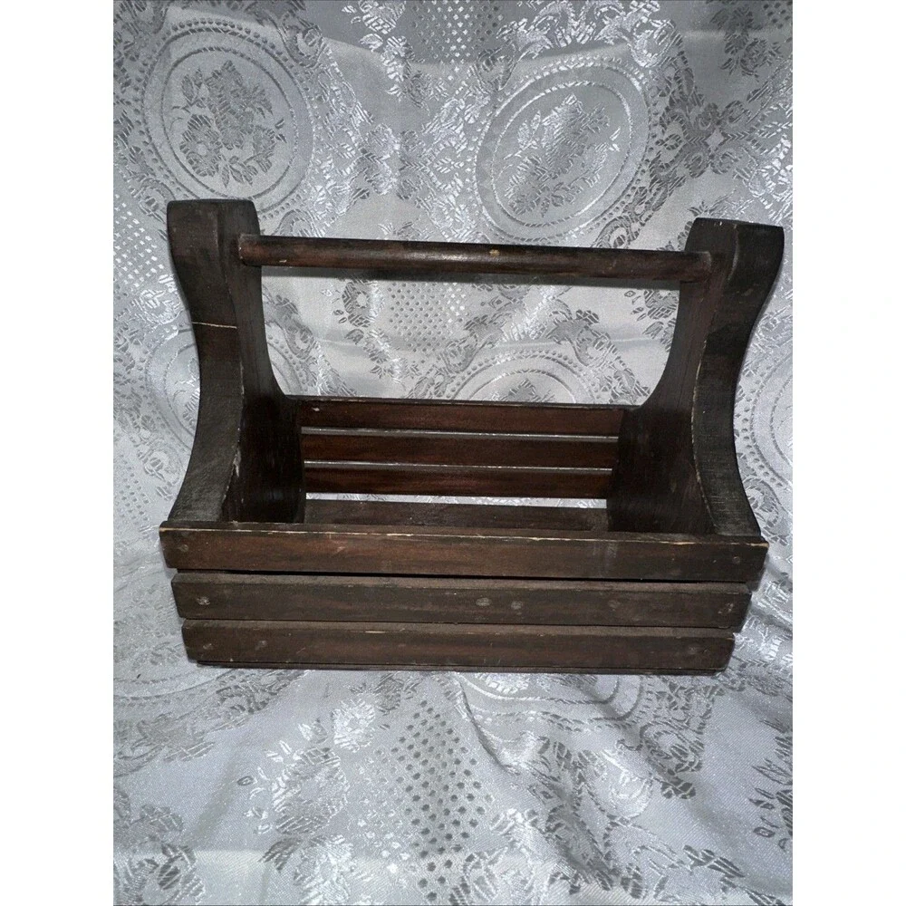 Brown Wooden Box Container with Handle For Multi Purpose